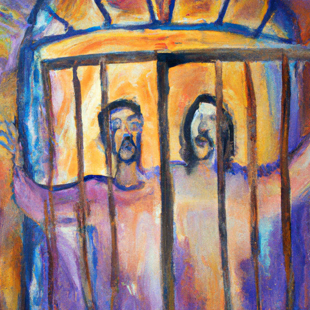 Image generated from Dall.e prompt 'An expressive oil painting of Paul and Silas shine bright in prison, singing joyfully; the doors open as an incredible peace fills the entire space.'