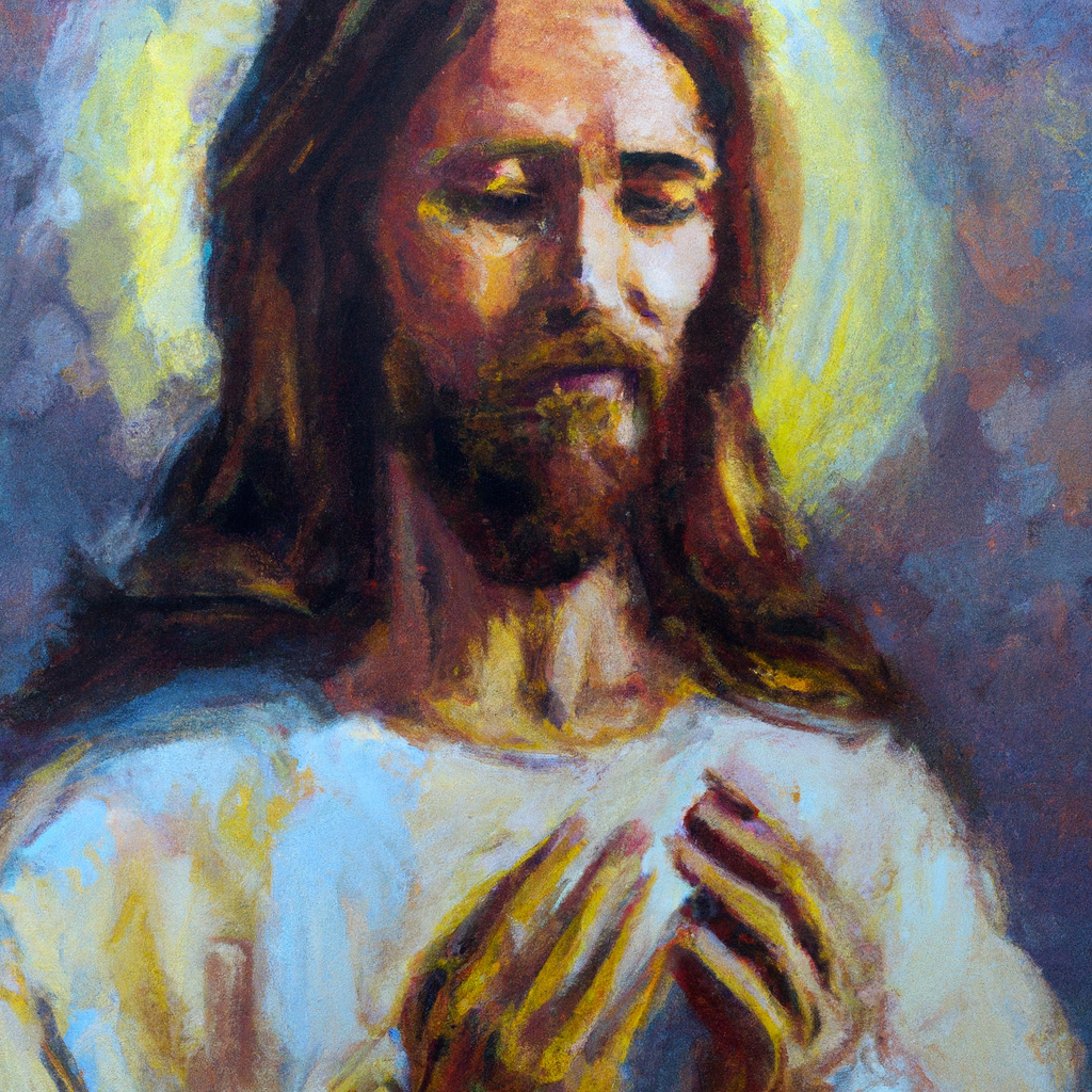 Image generated from Dall.e prompt 'An expressive oil painting of Jesus prays for all believers, uniting them in love and truth, so they may experience harmony and closeness with God together.'