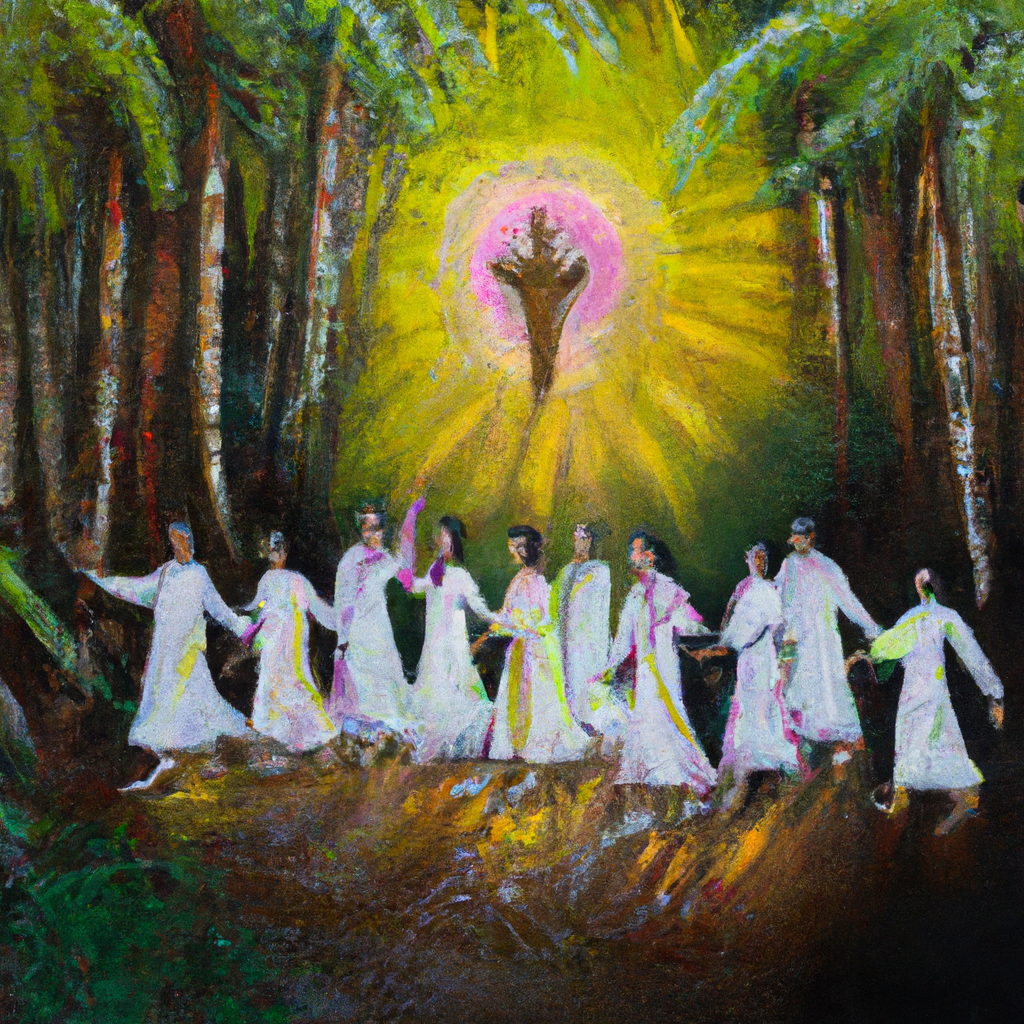 Image generated from Dall.e prompt 'An expressive oil painting of Disciples joyfully journey, sharing peace and blessings; welcoming hosts with warmth, spreading good news, trusting divine protection and guidance.'