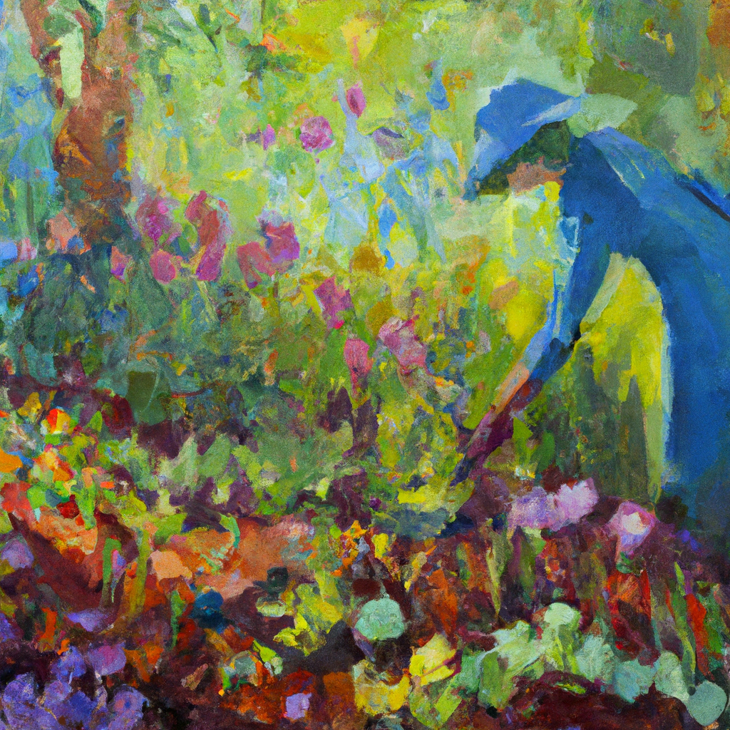Image generated from Dall.e prompt 'An expressive oil painting of A gardener tends a vibrant field, planting kindness and support among diverse plants, encouraging growth through gentle care and mutual assistance.'