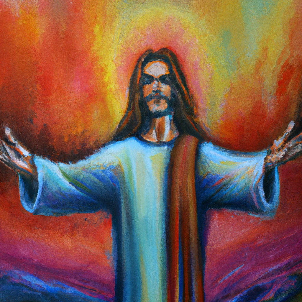 Image generated by AI from Dall.e prompt 'An expressive oil painting of God reveals Himself to those who seek Him, welcoming all with open arms, offering hope, kindness, and a promise of restoration.'