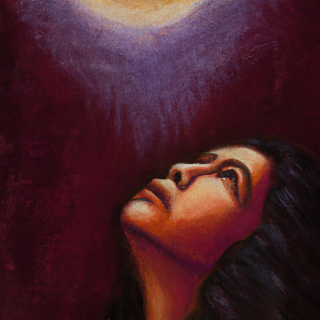 Image generated from Dall.e prompt 'An expressive oil painting of A person lifts their eyes, seeking guidance and hope from God, surrounded by gentle light and trusting in His loving mercy.'